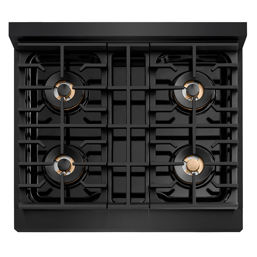 ZLINE 30 in. Paramount Gas Rangetop with 4 Burner DuoPro™ Cooktop in Black Stainless Steel (PSRTB-30)
