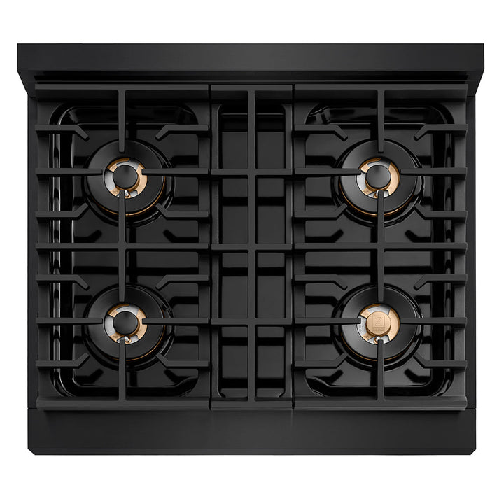 ZLINE 30 in. Paramount Gas Rangetop with 4 Burner DuoPro™ Cooktop in Black Stainless Steel (PSRTB-30)