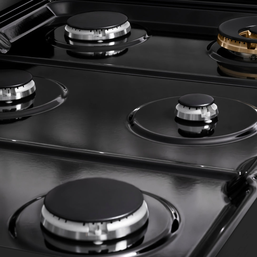 ZLINE Paramount 36" Gas Rangetop with 6 Burners and Porcelain Cooktop in Black Stainless Steel, SRTB36