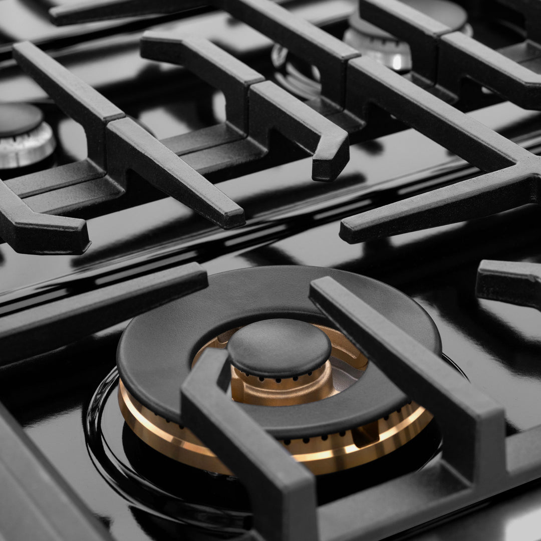 ZLINE Paramount 48" Gas Rangetop with 8 Burners and Porcelain Cooktop in Black Stainless Steel, SRTB48