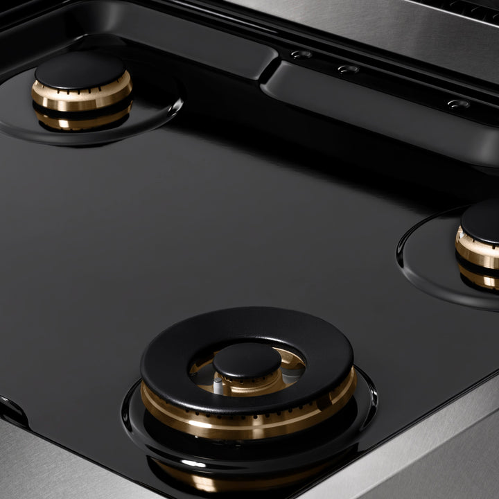 ZLINE Paramount 30" Gas Rangetop with 4 Brass Burners and Porcelain Cooktop in DuraSnow® Stainless Steel, SRTS-BR-30