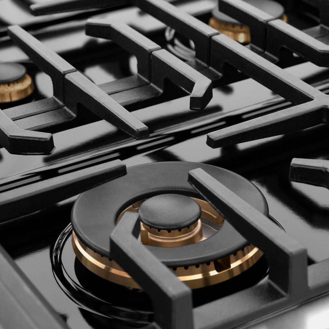 ZLINE Paramount 36" Gas Rangetop with 6 Brass Burners and Porcelain Cooktop in DuraSnow® Stainless Steel, SRTS-BR-36