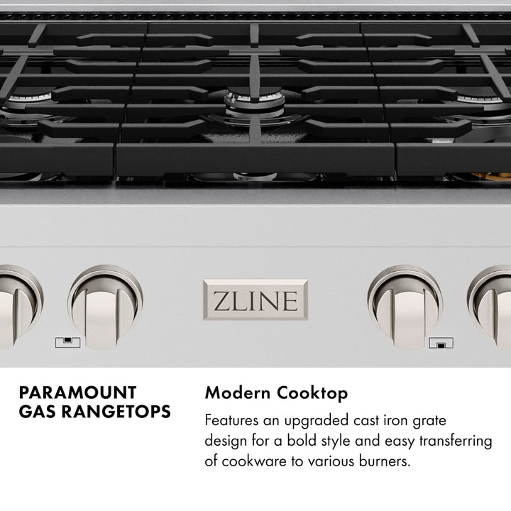 ZLINE Paramount 36" Gas Rangetop with 6 Burners and Porcelain Cooktop in Stainless Steel, SRT36