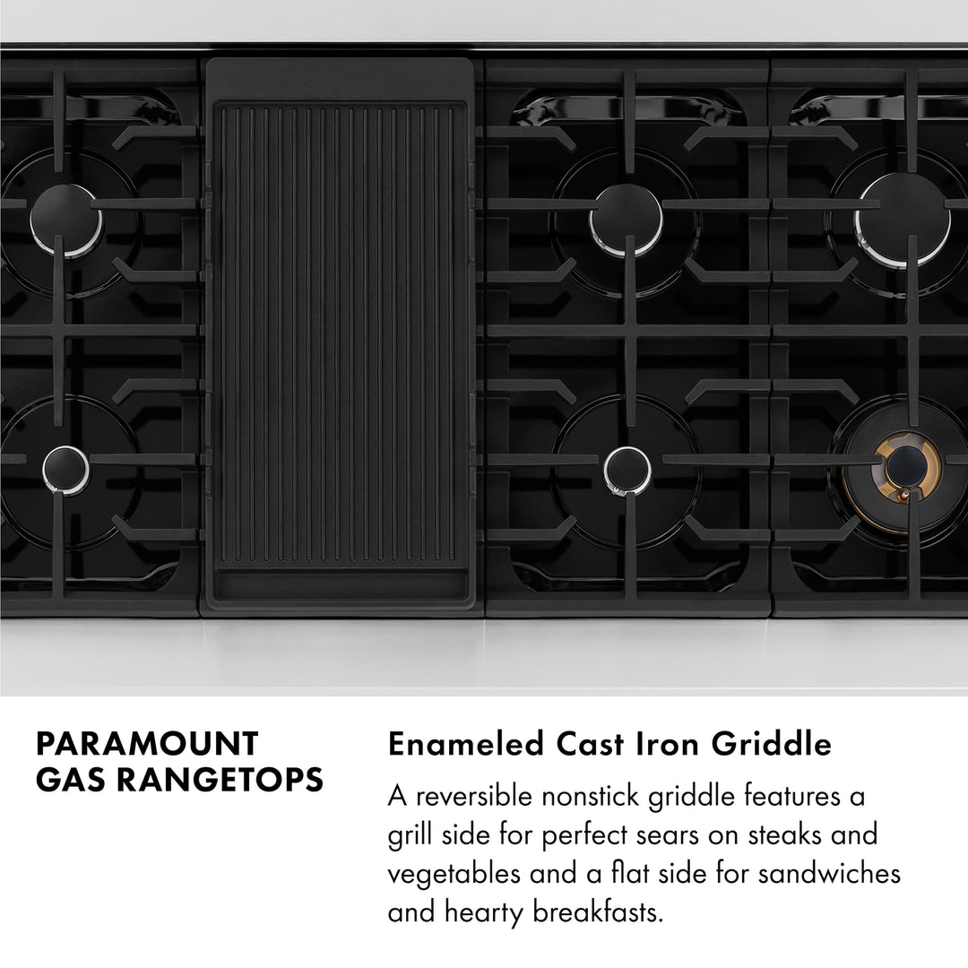 ZLINE Paramount 48" Gas Rangetop with 8 Burners, Cast Iron Griddle and Porcelain Cooktop in Stainless Steel, SRT48