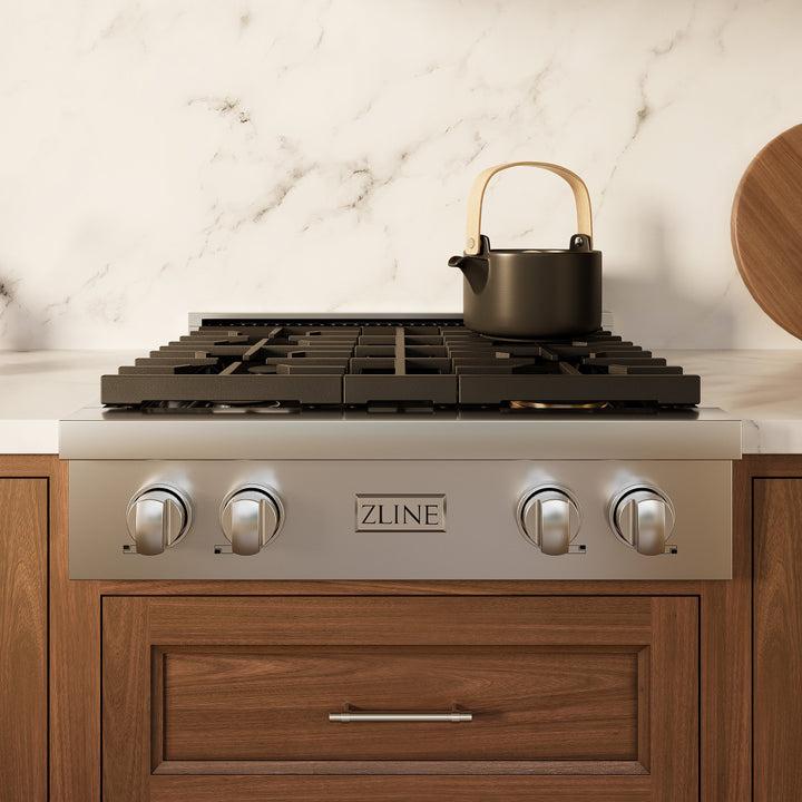 ZLINE Paramount 30" Gas Rangetop with 4 Burners and Porcelain Cooktop in Stainless Steel, SRT30