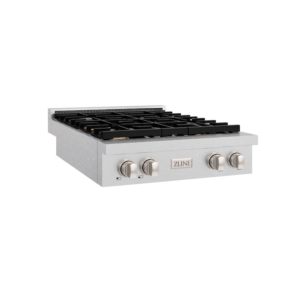 ZLINE 30 in. Paramount Gas Rangetop with 4 Brass Burners and Porcelain Cooktop in Satin Stainless Steel (SRTS-BR-30)