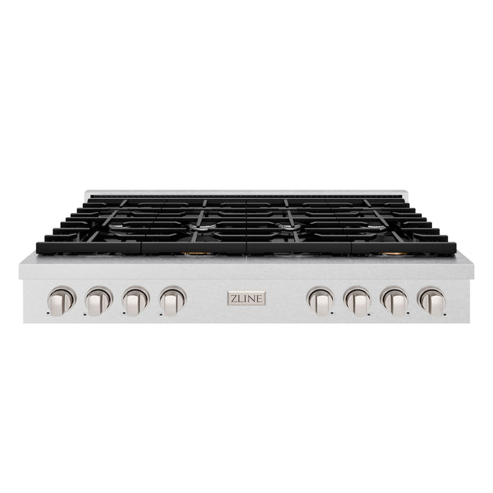 ZLINE 48 in. Paramount Gas Rangetop with 8 Burners and Porcelain Cooktop in Satin Stainless Steel, Open Box-Excellent Condition