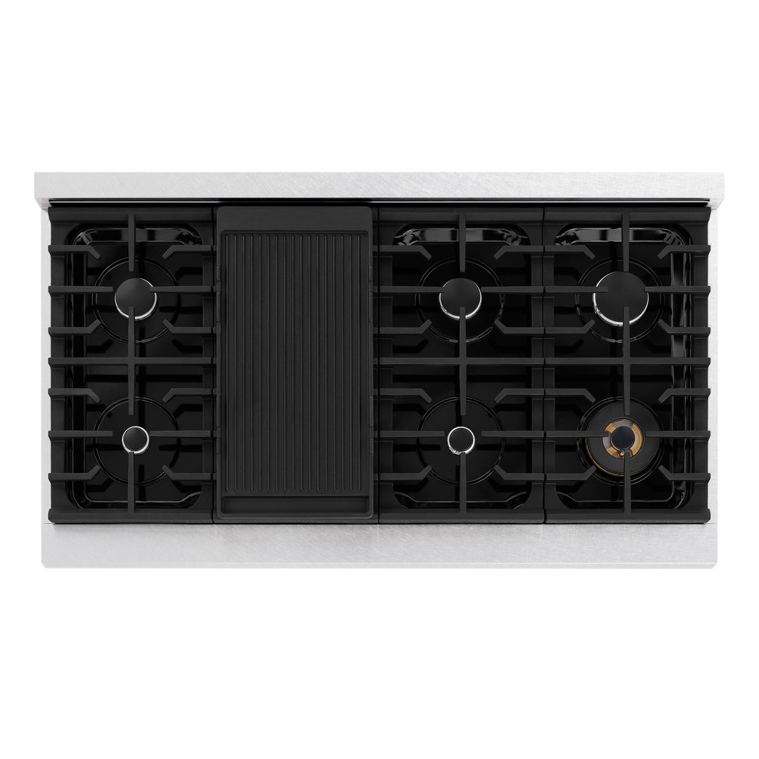 ZLINE 48 in. Paramount Gas Rangetop with 8 Burners and Porcelain Cooktop in Satin Stainless Steel, Open Box-Excellent Condition