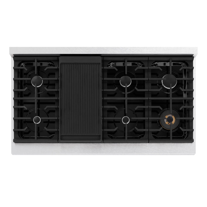 ZLINE 48 in. Paramount Gas Rangetop with 8 Burners and Porcelain Cooktop in Satin Stainless Steel, Open Box-Excellent Condition