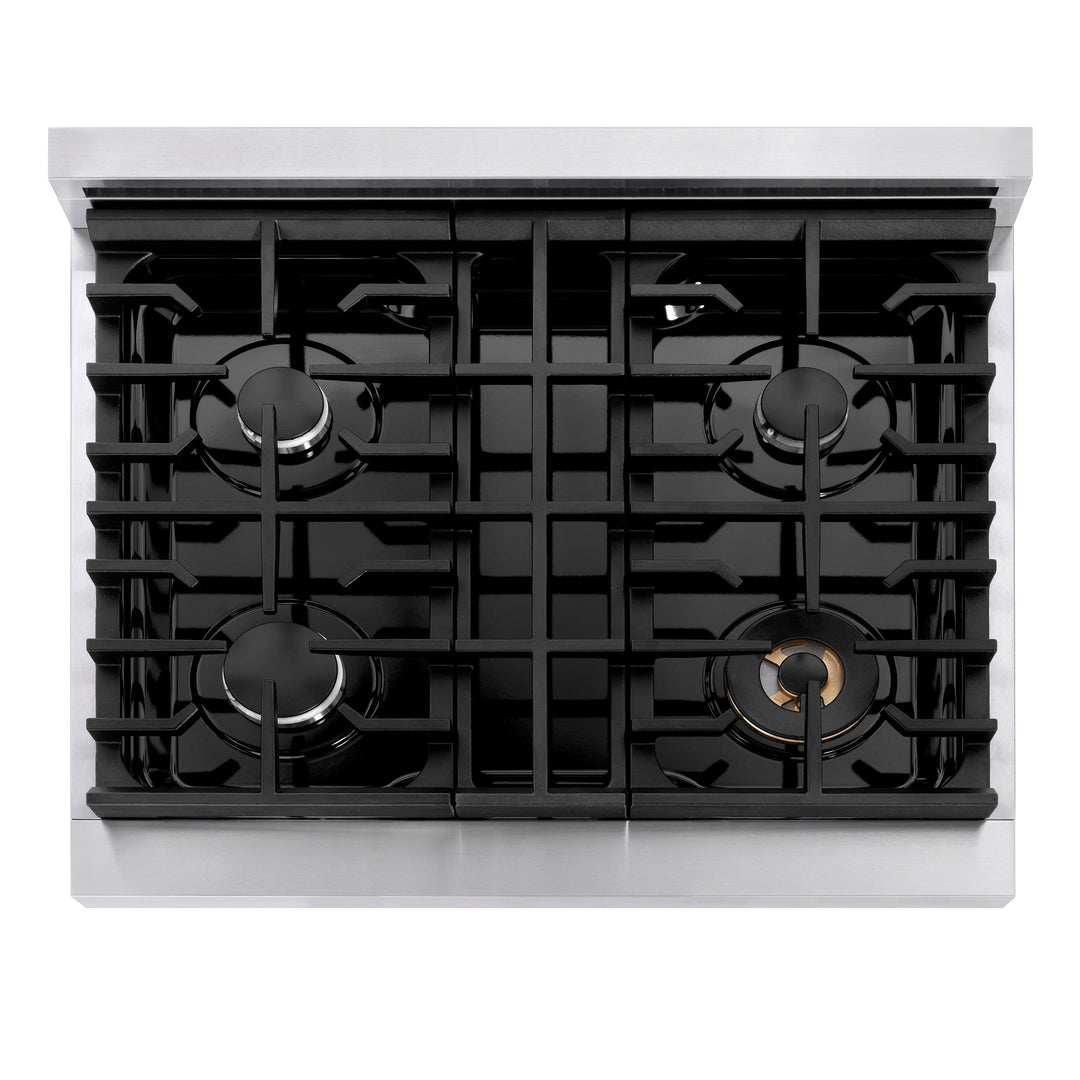 ZLINE Paramount 30" Gas Rangetop with 4 Burners and Porcelain Cooktop in Stainless Steel, SRT30