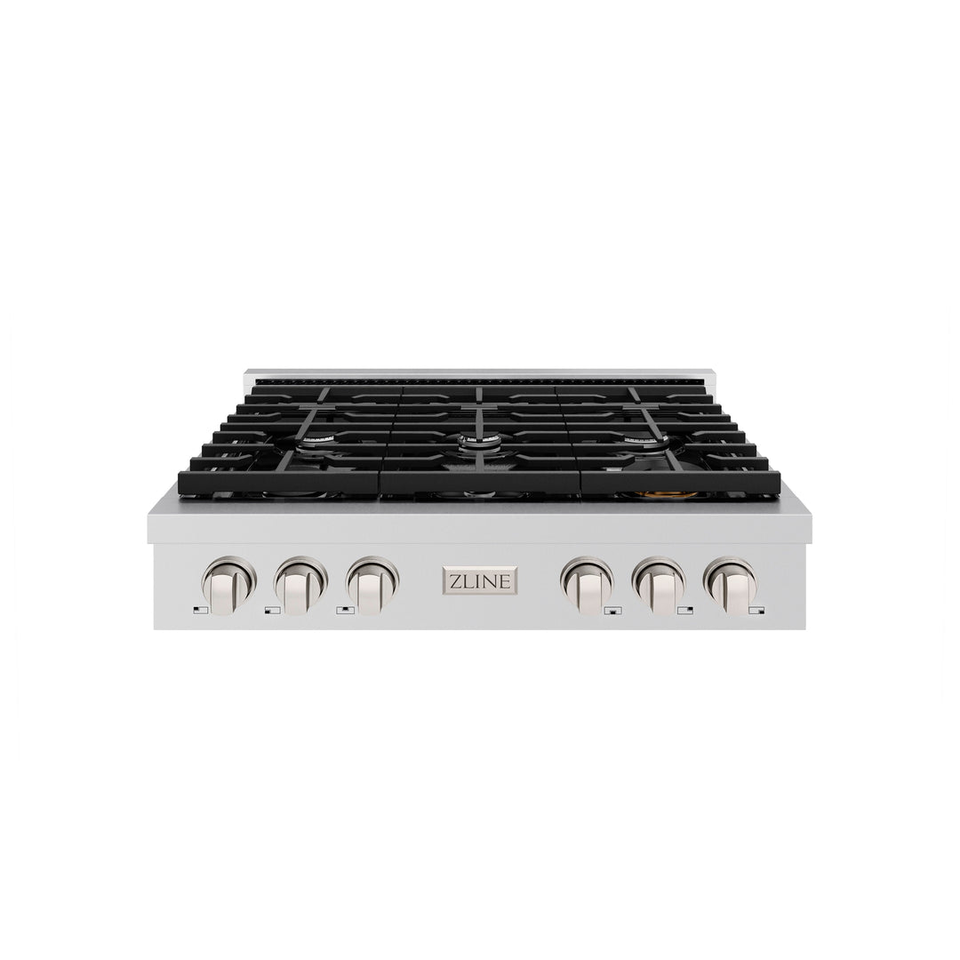 ZLINE Paramount 36" Gas Rangetop with 6 Burners and Porcelain Cooktop in Stainless Steel, SRT36