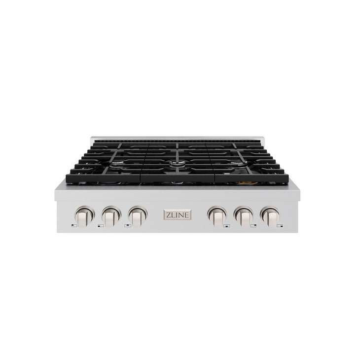 ZLINE Paramount 36" Gas Rangetop with 6 Burners and Porcelain Cooktop in Stainless Steel, SRT36