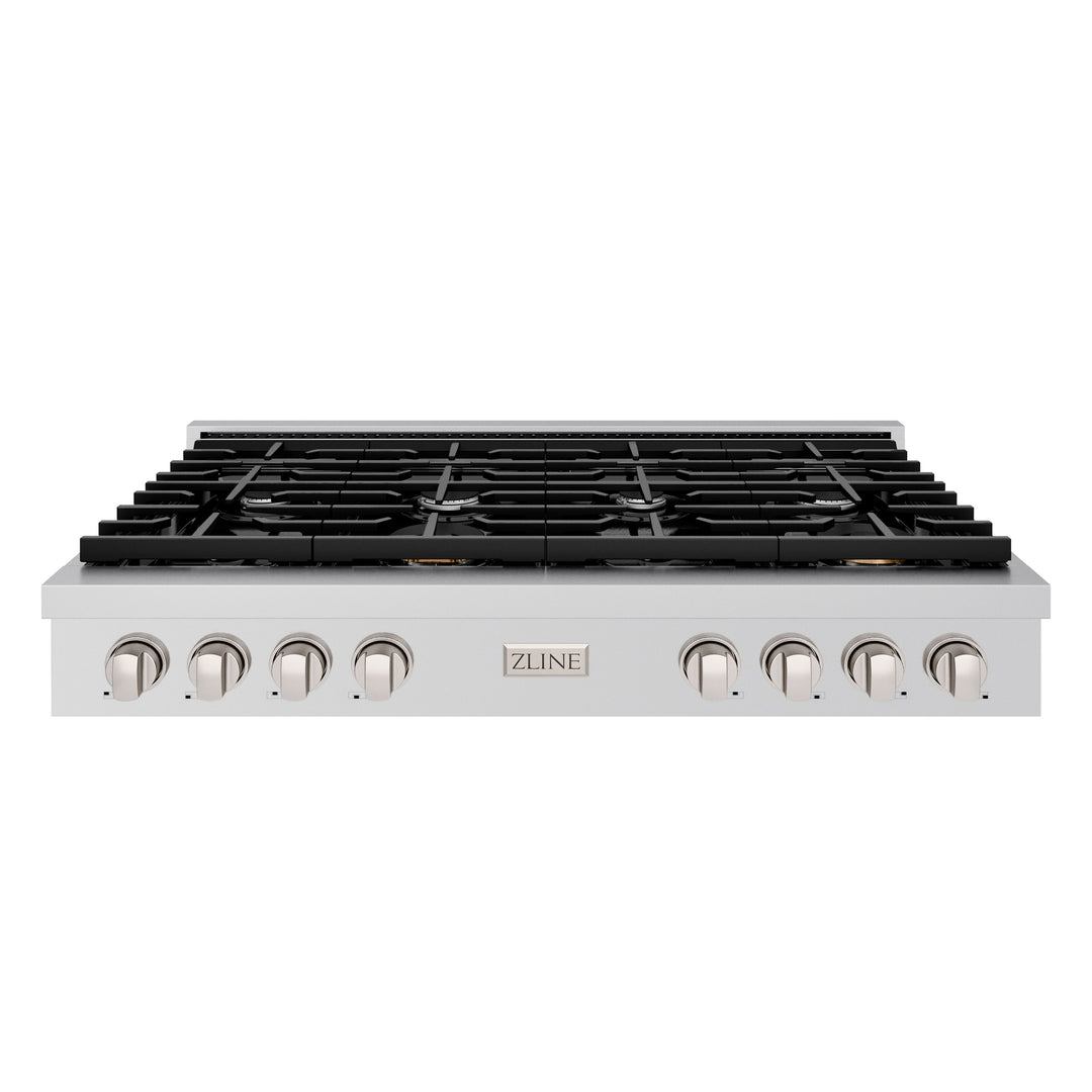 ZLINE Paramount 48" Gas Rangetop with 8 Burners, Cast Iron Griddle and Porcelain Cooktop in Stainless Steel, SRT48