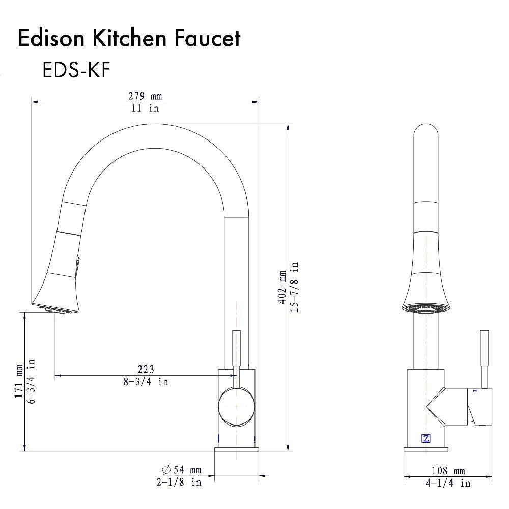 ZLINE Autograph Edition Edison Pull Down Single Handle Kitchen Faucet in Polished Gold (EDS-KF-PG)