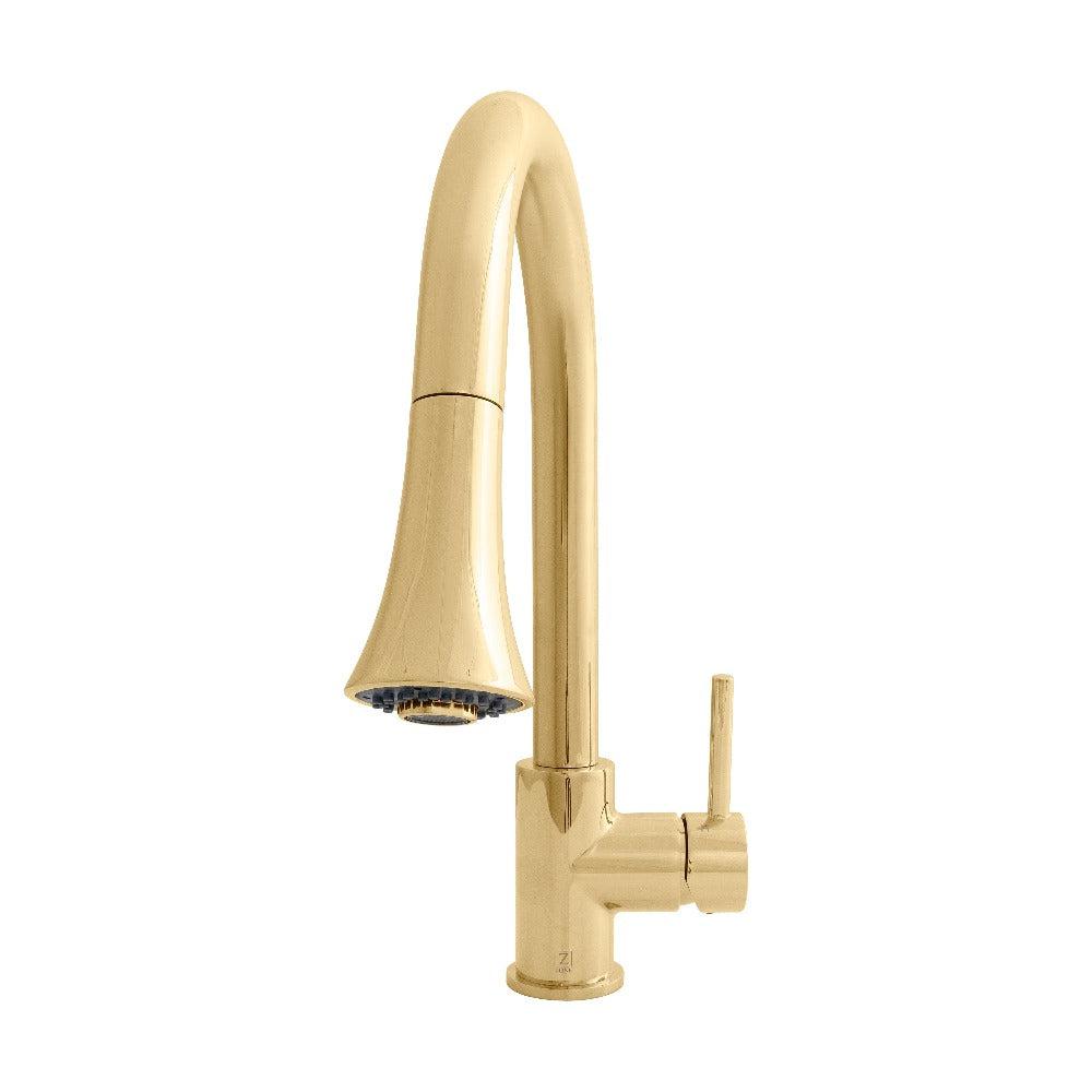 ZLINE Autograph Edition Edison Pull Down Single Handle Kitchen Faucet in Polished Gold (EDS-KF-PG)