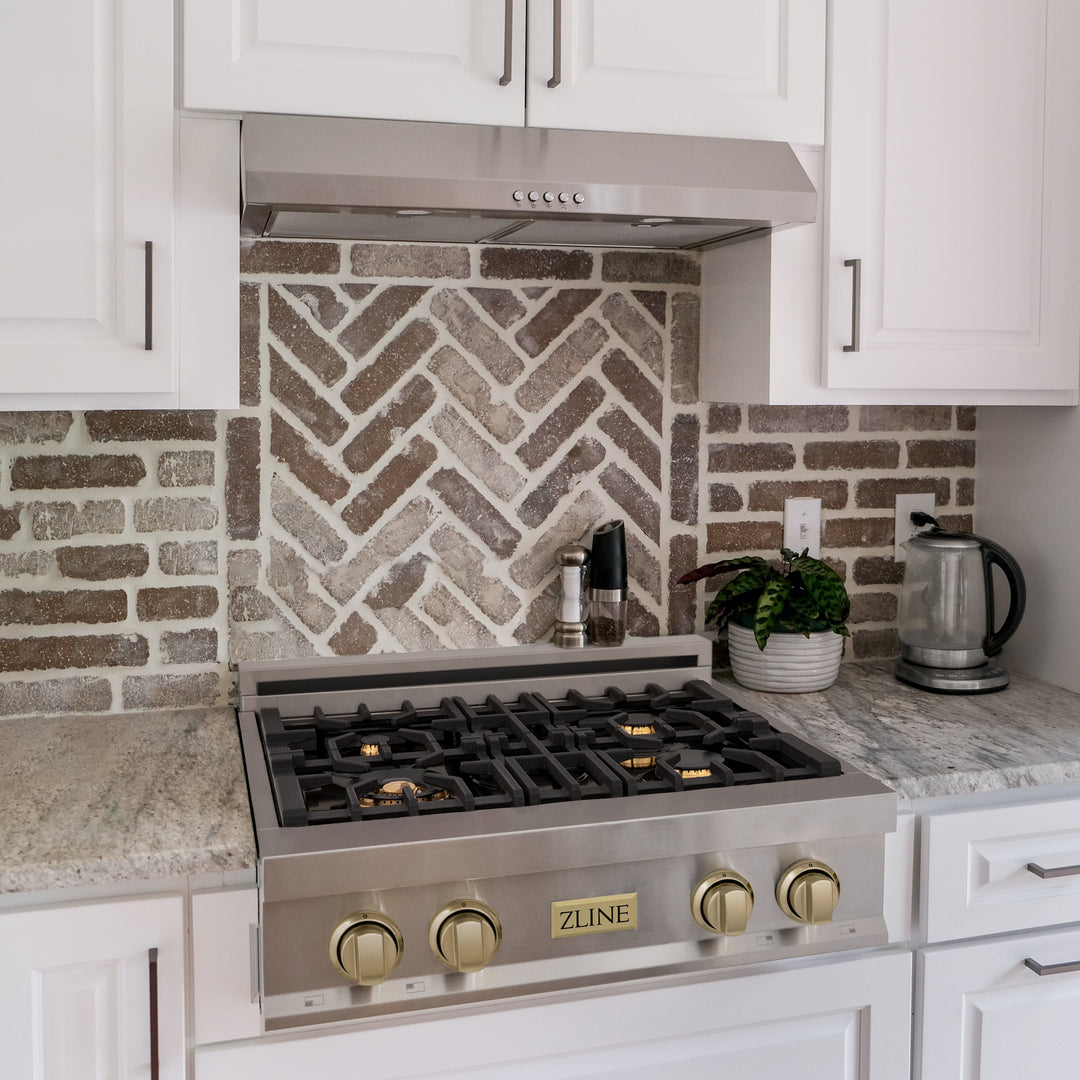 ZLINE 30" Porcelain Rangetop 4 Gas Burners Stainless Steel Champagne B