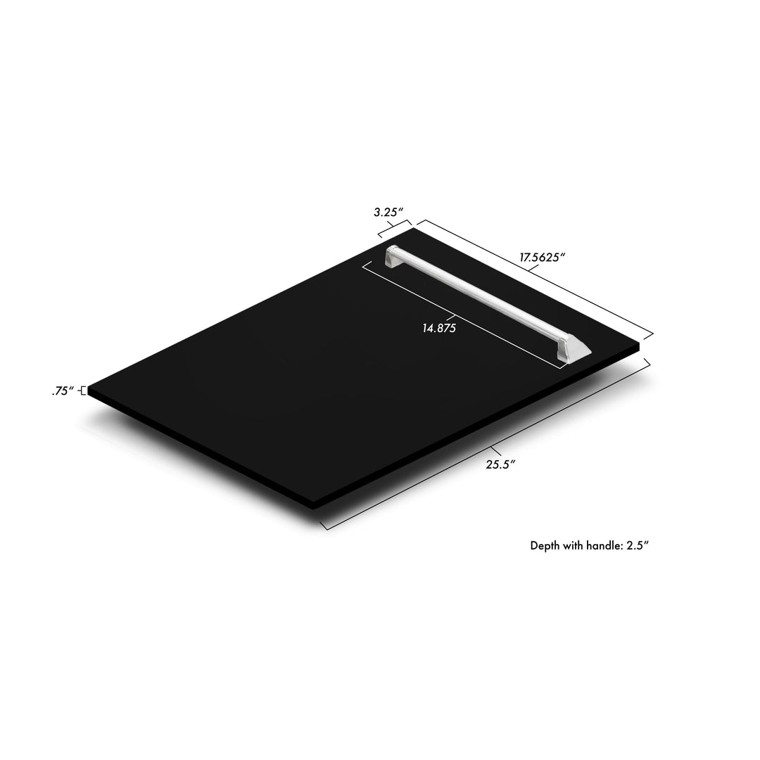 ZLINE 18" Tallac Dishwasher Panel in Black Matte with Traditional Handle (DPV-BLM-18)