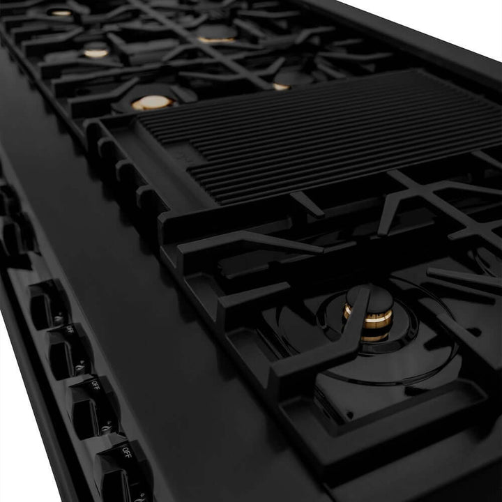 ZLINE 60 in. 7.4 cu. ft. Legacy Dual Fuel Range with 9 Burner Gas Cooktop and 2 Electric Convection Ovens in Black Stainless Steel, Open Box-Excellent Condition