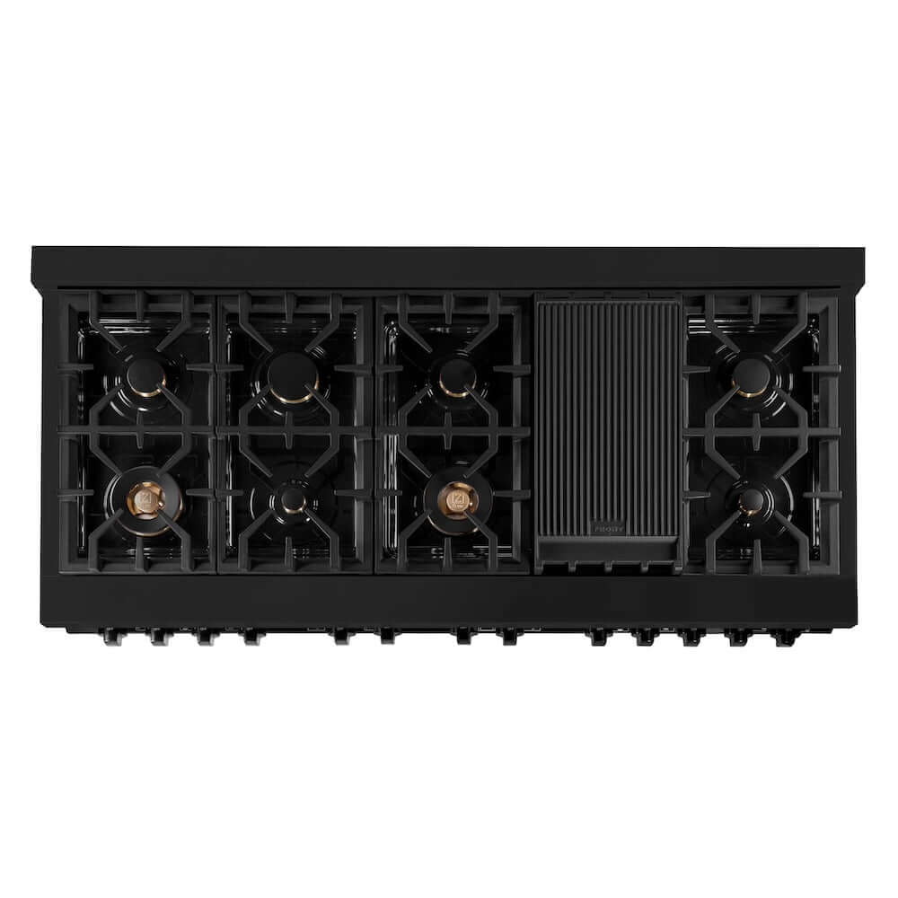 ZLINE 60 in. 7.4 cu. ft. Legacy Dual Fuel Range with 9 Burner Gas Cooktop and 2 Electric Convection Ovens in Black Stainless Steel, Open Box-Excellent Condition