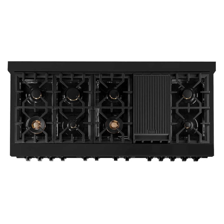 ZLINE 60 in. 7.4 cu. ft. Legacy Dual Fuel Range with 9 Burner Gas Cooktop and 2 Electric Convection Ovens in Black Stainless Steel, Open Box-Excellent Condition