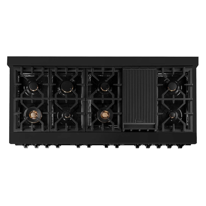 ZLINE 60 in. 7.4 cu. ft. Legacy Dual Fuel Range with Gas Cooktop and 2 Electric Convection Ovens in Black Stainless Steel with 8 Brass Burners, Open Box-Excellent Condition