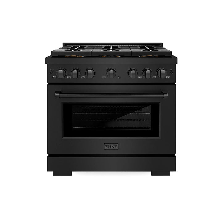 ZLINE 36 in. 5.2 cu. ft. Paramount Dual Fuel Range with 6 Burner DuoPro™ Cooktop and Electric Convection Oven in Black Stainless Steel, Open Box-Excellent Condition