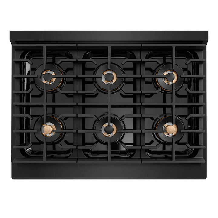 ZLINE 36 in. 5.2 cu. ft. Paramount Dual Fuel Range with 6 Burner DuoPro™ Cooktop and Electric Convection Oven in Black Stainless Steel (PSDRB-36)