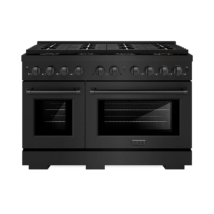 ZLINE 48 in. 6.7 cu. ft. Paramount Dual Fuel Range with 8 Burner DuoPro™ Cooktop and Dual Ovens in Black Stainless Steel, Open Box-Excellent Condition