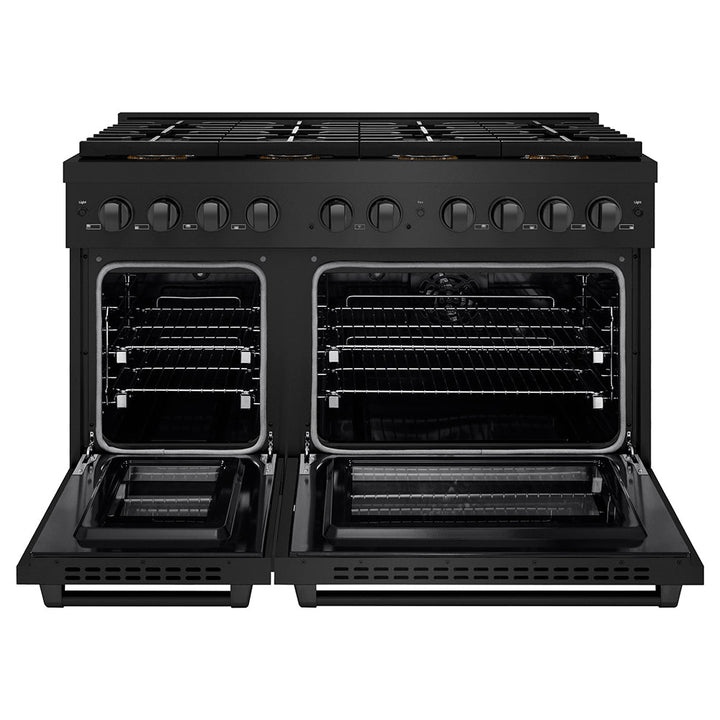 ZLINE 48 in. 6.7 cu. ft. Paramount Dual Fuel Range with 8 Burner DuoPro™ Cooktop and Dual Ovens in Black Stainless Steel (PSDRB-48)