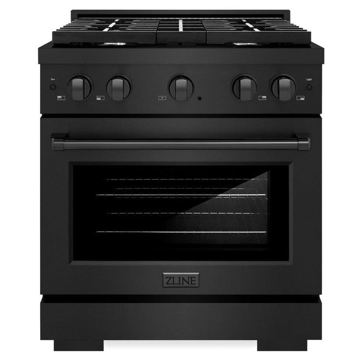 ZLINE 30" 4.2 cu. ft. Paramount Dual Fuel Range with 4 Burners in Black Stainless Steel, SDRB-30