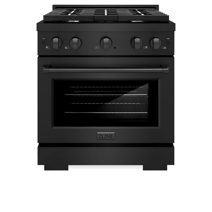 ZLINE 30 in. 4.2 cu. ft. Paramount Dual Fuel Range with 4 Burner Gas Cooktop and Electric Convection Oven in Black Stainless Steel, Open Box-Excellent Condition