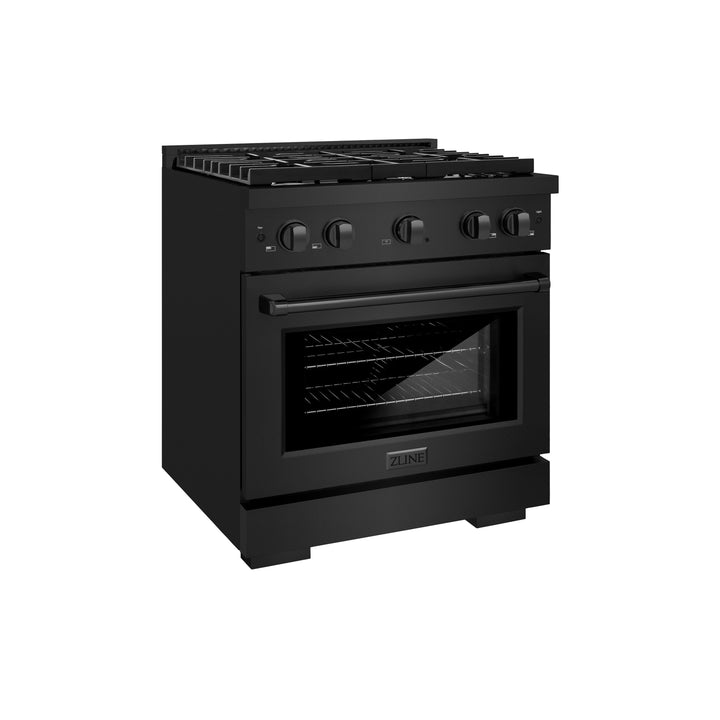 ZLINE 30" 4.2 cu. ft. Paramount Dual Fuel Range with 4 Burners in Black Stainless Steel, SDRB-30