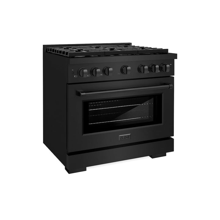 ZLINE 36 in. 5.2 cu. ft. Paramount Dual Fuel Range with 6 Burner Gas Cooktop and Electric Convection Oven in Black Stainless Steel, Open Box-Excellent Condition