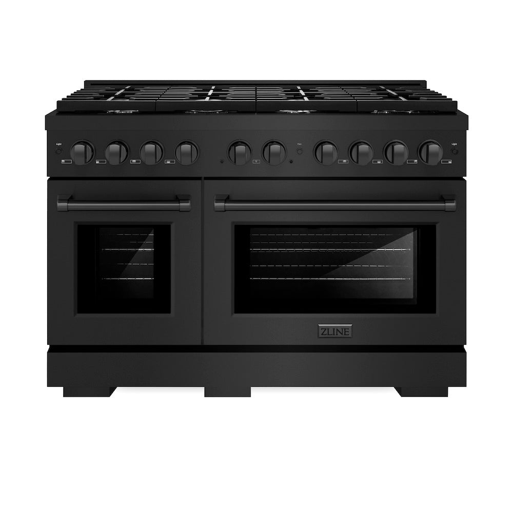ZLINE 48 in. 6.7 cu. ft. Paramount Double Oven Dual Fuel Range with 8 Burner Gas Cooktop in Black Stainless Steel, Open Box-Excellent Condition