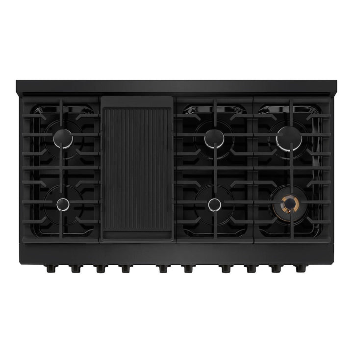 ZLINE 48 in. 6.7 cu. ft. Paramount Double Oven Dual Fuel Range with 8 Burner Gas Cooktop in Black Stainless Steel, Open Box-Excellent Condition