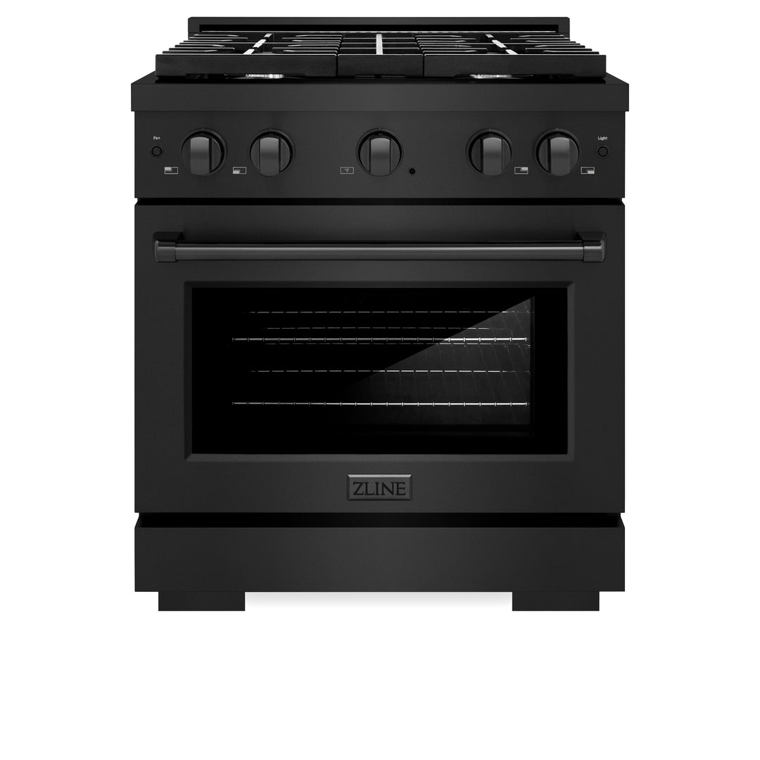 ZLINE 30 in. 4.2 cu. ft. Paramount Gas Range with 4 Burner Cooktop and Convection Gas Oven in Black Stainless Steel, Open Box-Excellent Condition