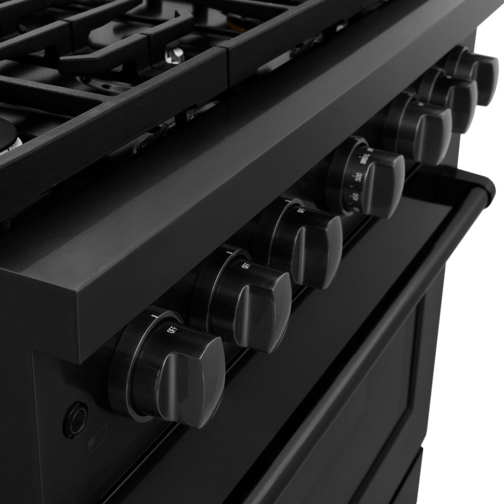 ZLINE 36 in. 5.2 cu. ft. Paramount Gas Range with 6 Burner Cooktop and Convection Gas Oven in Black Stainless Steel, Open Box-Excellent Condition