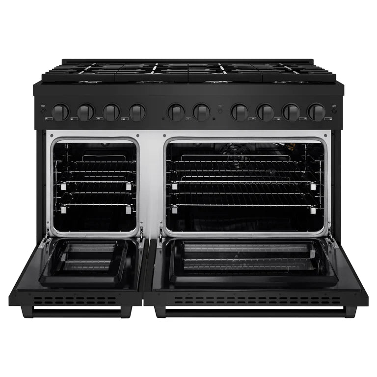 ZLINE Paramount 48" 6.7 cu. ft. Gas Range with Convection Oven and 8 Burners in Black Stainless Steel, SGRB-48