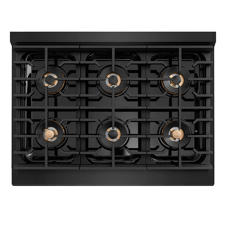 ZLINE 36 in. 5.2 cu. ft. Paramount Gas Range with 6 Burner DuoPro™ Cooktop and Convection Gas Oven in Black Stainless Steel, Open Box-Excellent Condition