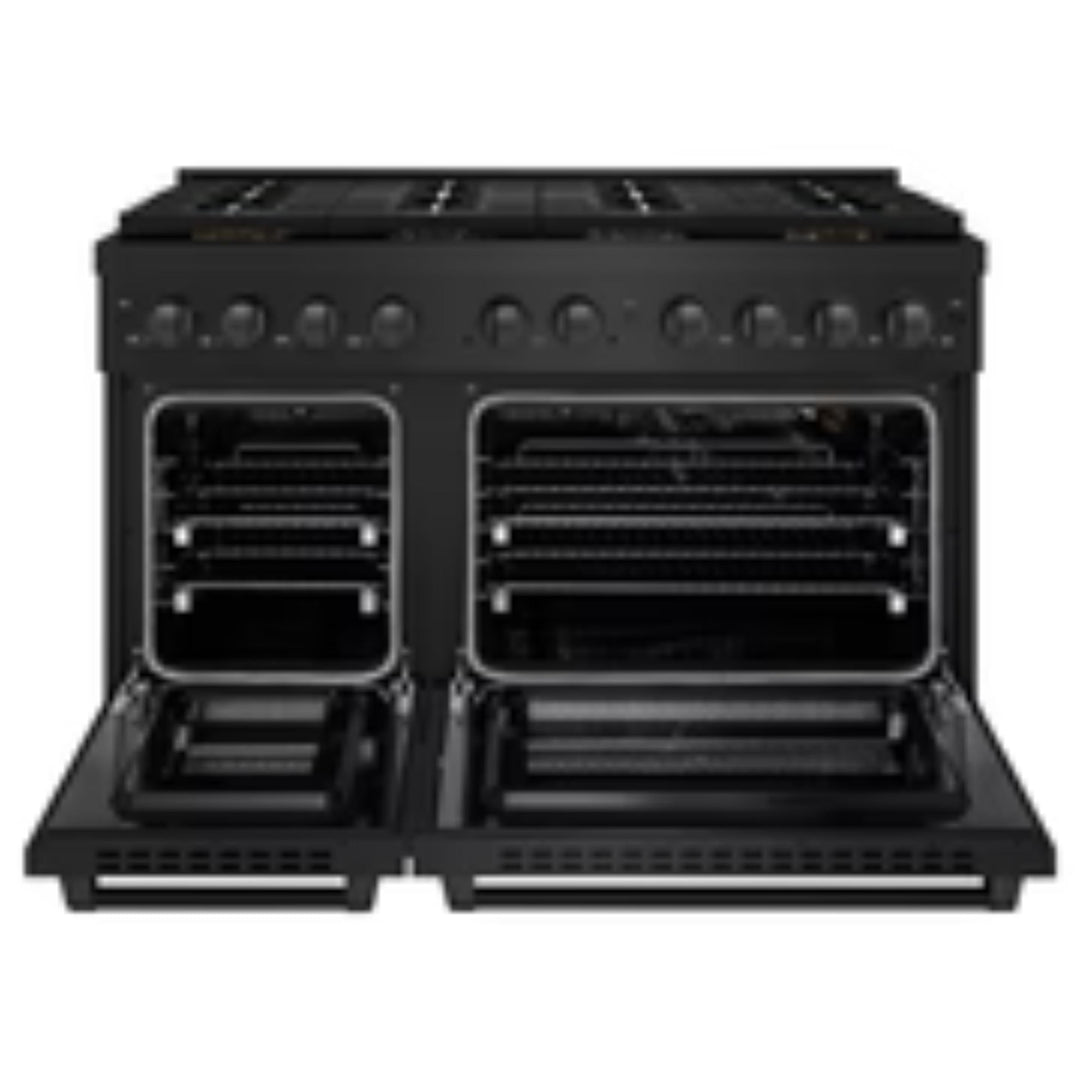 ZLINE Autograph Edition 48" &amp; 36" Paramount Gas Ranges with 6 and 8 Burner DuoPro™ Cooktop and Dual Ovens in Black Stainless Steel