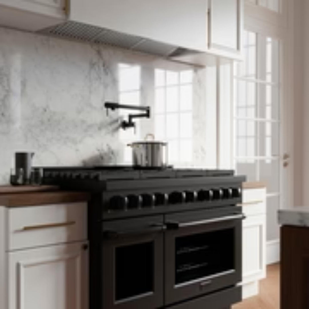 ZLINE Autograph Edition 48" &amp; 36" Paramount Gas Ranges with 6 and 8 Burner DuoPro™ Cooktop and Dual Ovens in Black Stainless Steel