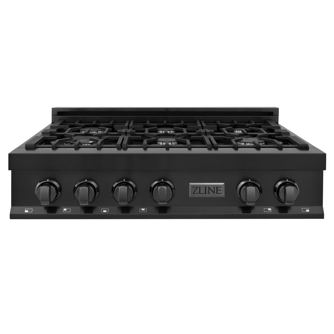 ZLINE Legacy Gas Rangetops in Black Stainless Steel with Brass Burners – 30", 36", &amp; 48"
