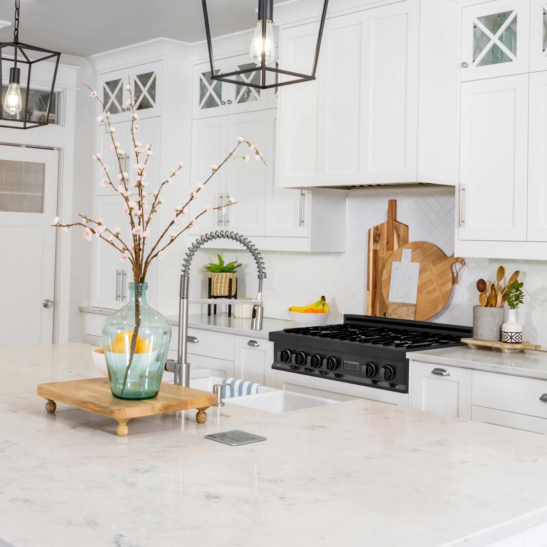 ZLINE Legacy Gas Rangetops in Black Stainless Steel with Brass Burners – 30", 36", &amp; 48"