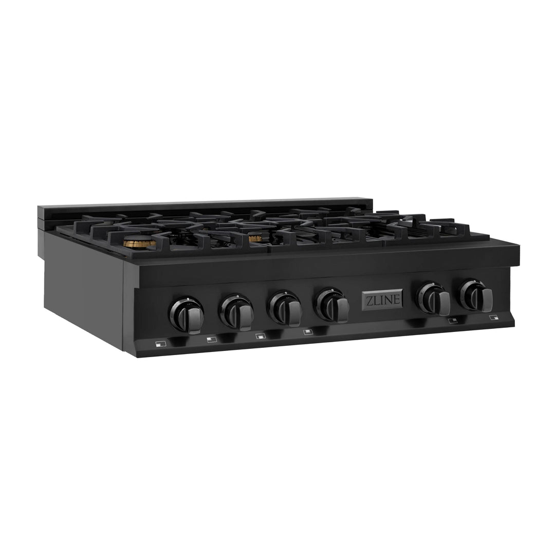 ZLINE Legacy Gas Rangetops Black Stainless with Brass Burners – 30", 36", &amp; 48"