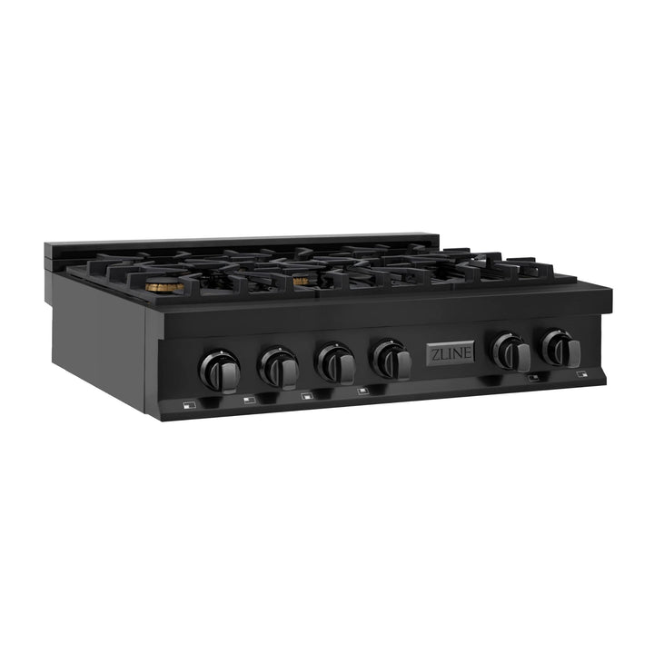 ZLINE Legacy Gas Rangetops Black Stainless with Brass Burners – 30", 36", &amp; 48"