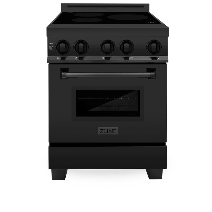 ZLINE 24" 2.8 cu. ft. Induction Range with a 4 Element Stove and Electric Oven in Black Stainless Steel, RAIND-BS-24