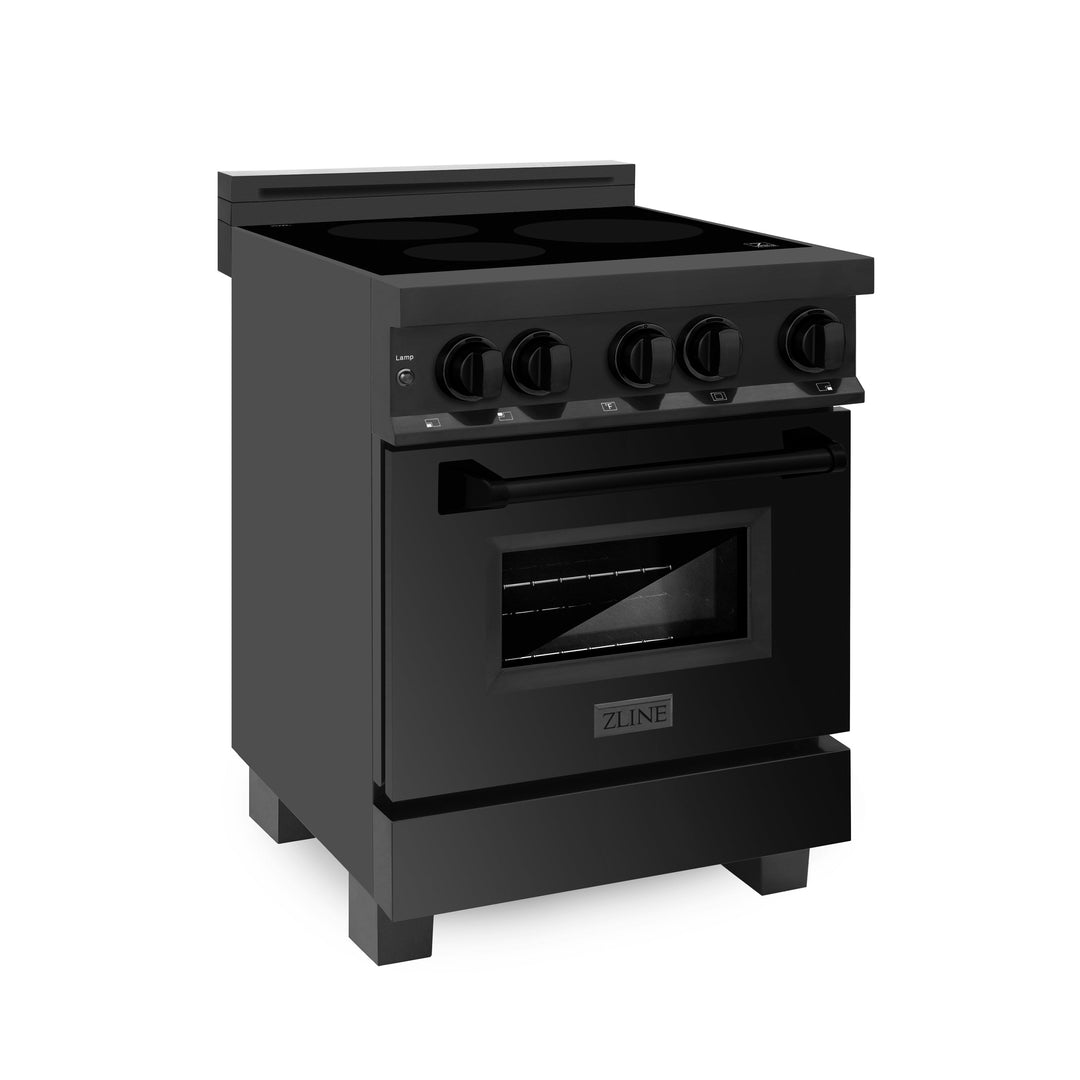 ZLINE 24 in. 2.8 cu. ft. Legacy Induction Range with 4 Element Cooktop and Electric Oven in Black Stainless Steel, Open Box-Excellent Condition