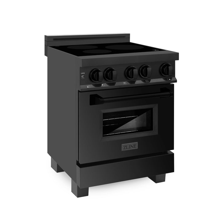 ZLINE 24 in. 2.8 cu. ft. Legacy Induction Range with 4 Element Cooktop and Electric Oven in Black Stainless Steel, Open Box-Excellent Condition