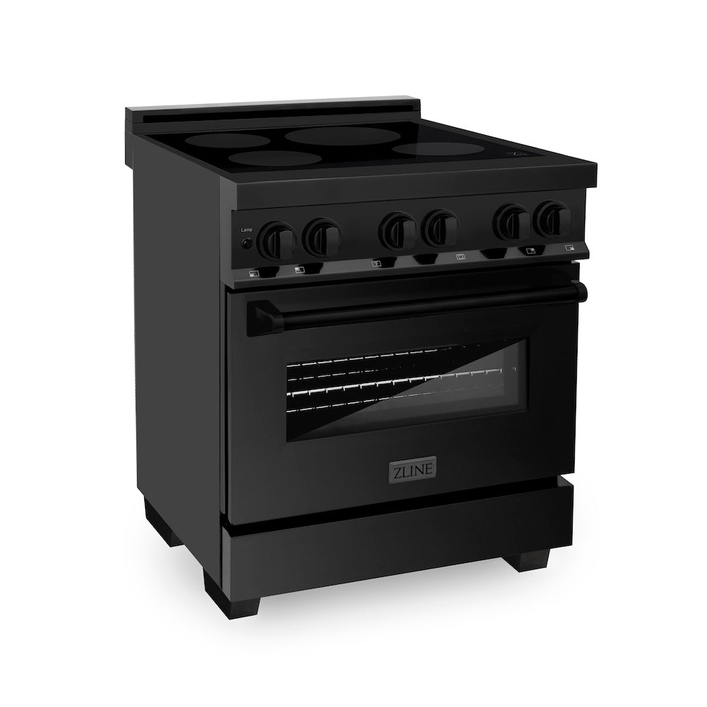 ZLINE 30 in. 4.0 cu. ft. Legacy Induction Range with 4 Element Cooktop and Electric Oven in Black Stainless Steel, Open Box-Excellent Condition