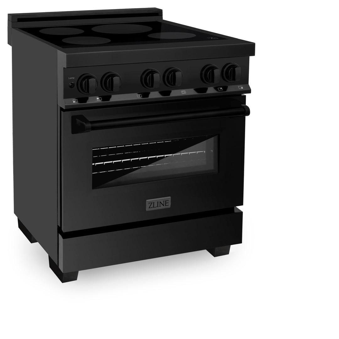 ZLINE 30" 4.0 cu. ft. Induction Range with a 4 Element Stove and Electric Oven in Black Stainless Steel, RAIND-BS-30